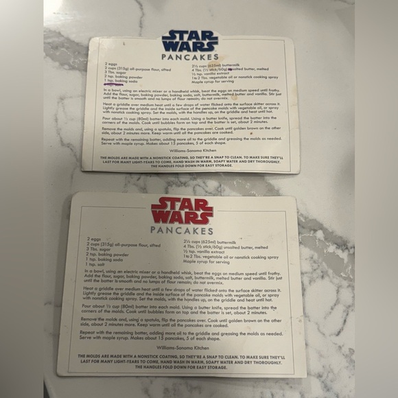 Williams Sonoma Star Wars Pancake Molds and  Recipe Cards - Picture 2 of 2